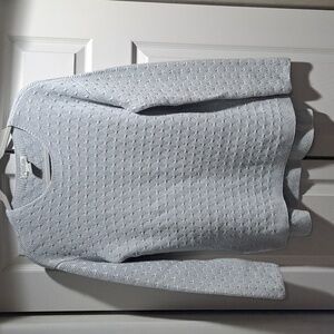 Rachel Zoe, size L, Light silver-gray crew neck sweater with high low hem.